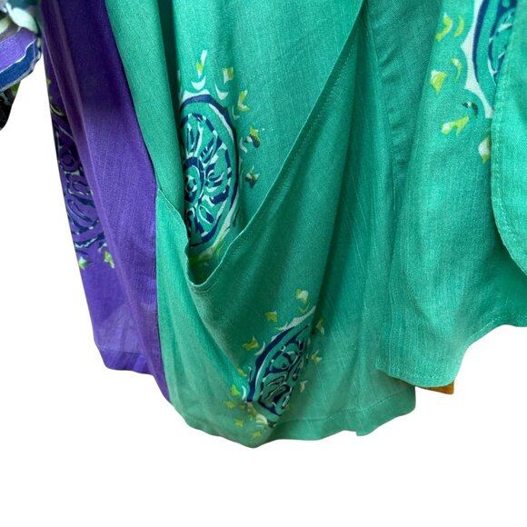 ULLA POPKEN Boho Kimono Jacket Plus Size 28 / 30 Purple Green Artsy Duster - Picture 8 of 9